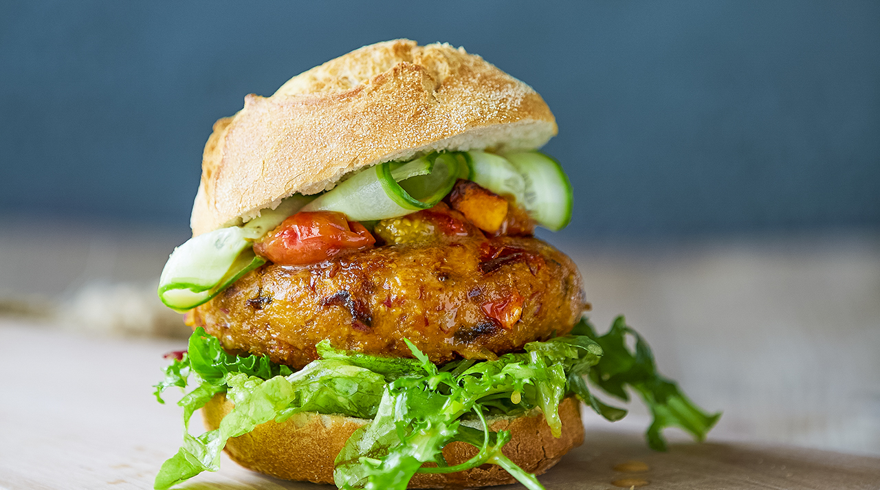 Vegetarische hamburger van pompoen en shiitake - Vullen of Voeden